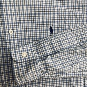 Ralph Lauren Button Down Oxford Shirt Pony Mens L‎ Blue Striped